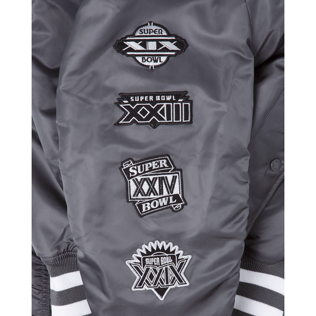 Alpha Industries X San Francisco 49ers Gray MA-1 Bomber Jacket - Image 4