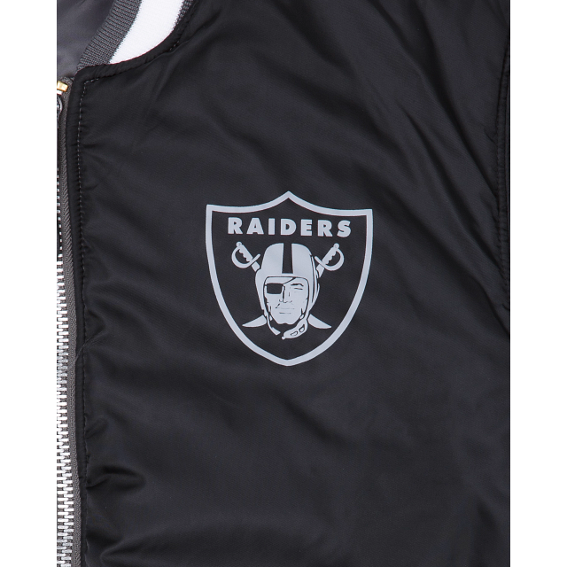 Alpha Industries X Las Vegas Raiders Gray MA-1 Bomber Jacket - Image 8