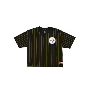 Pittsburgh Steelers Throwback Women's Cropped Pinstripe T-Shirt