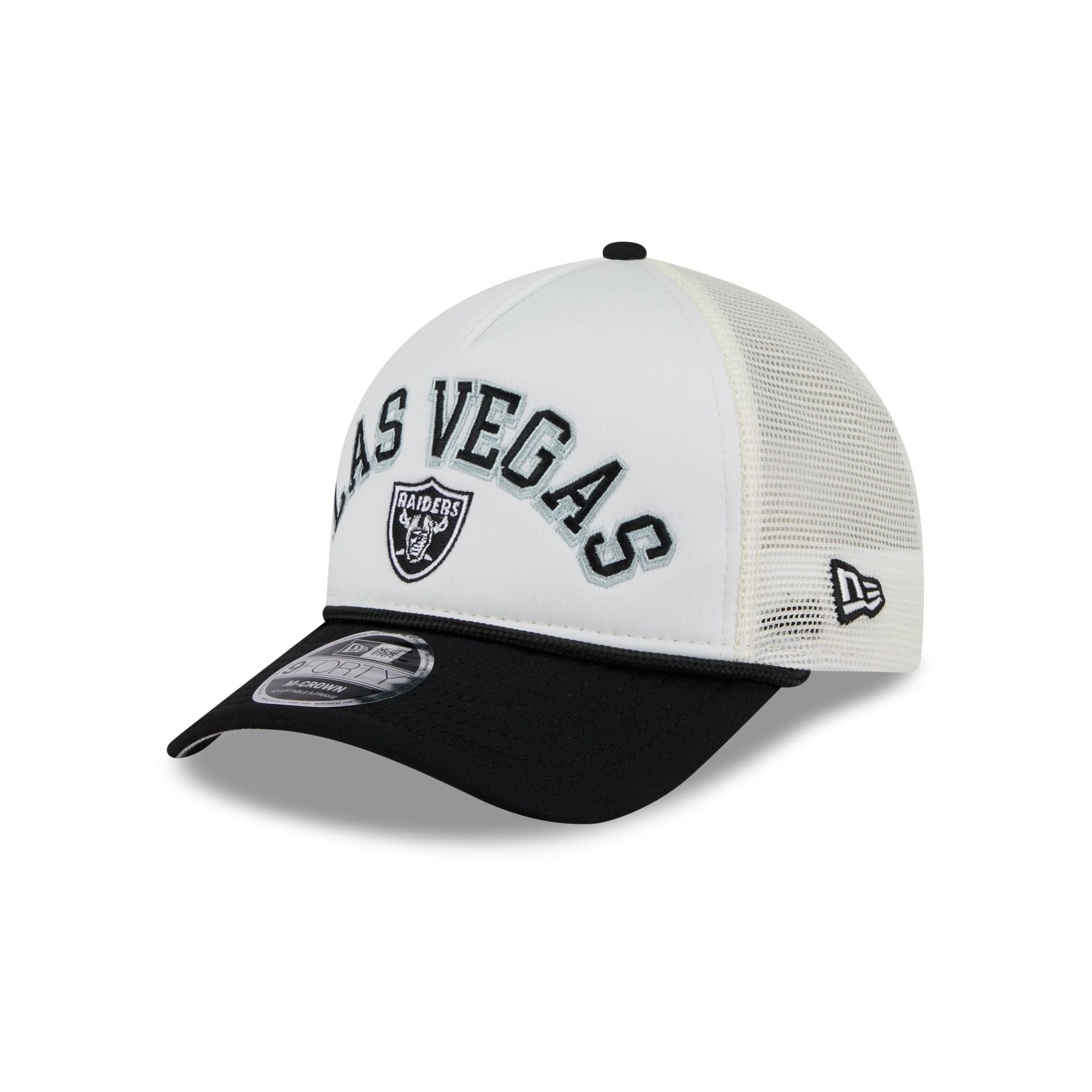 Las Vegas Raiders Chrome Arch 9FORTY M-Crown A-Frame Trucker Hat