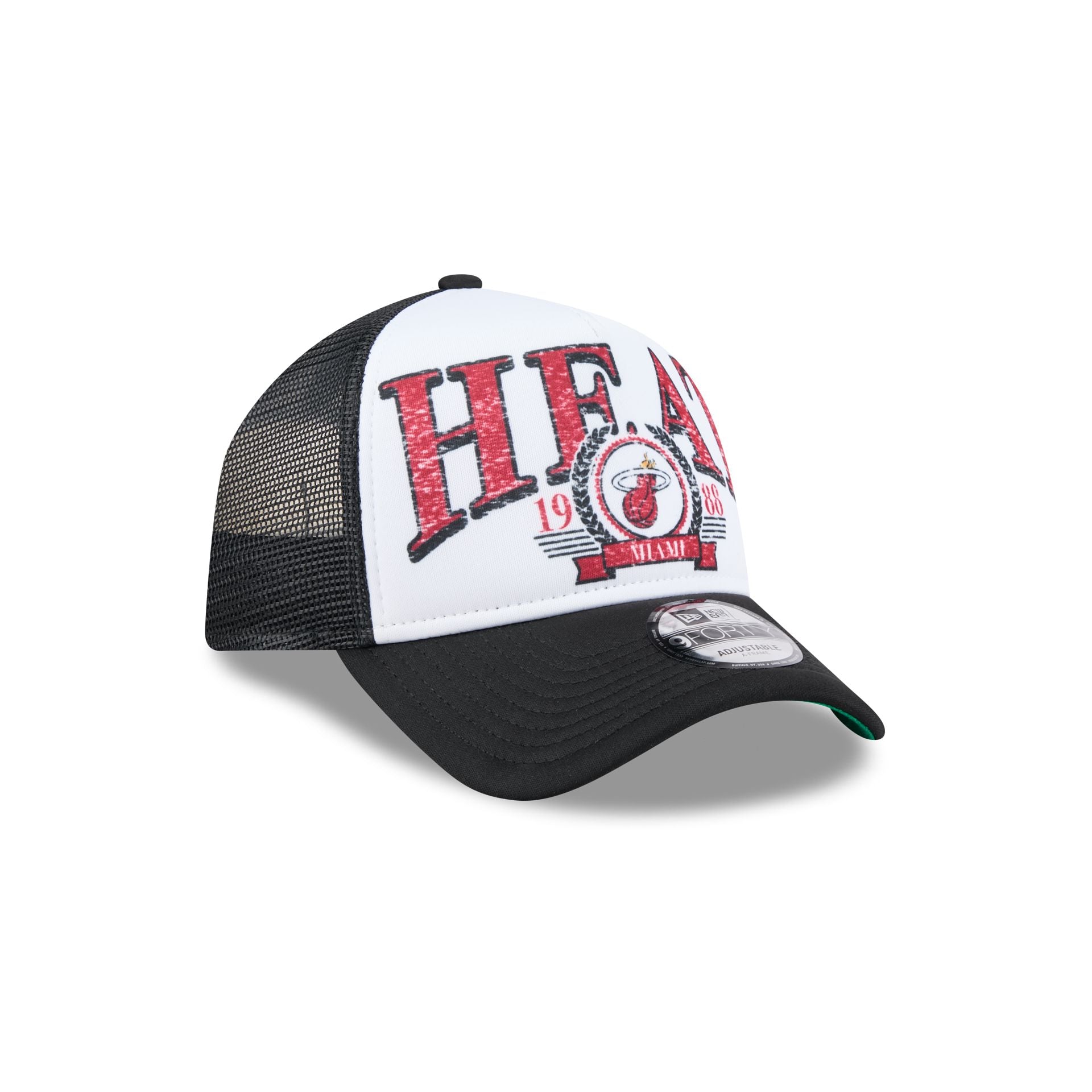 Miami Heat Distressed 9FORTY A-Frame Trucker Hat - Image 3