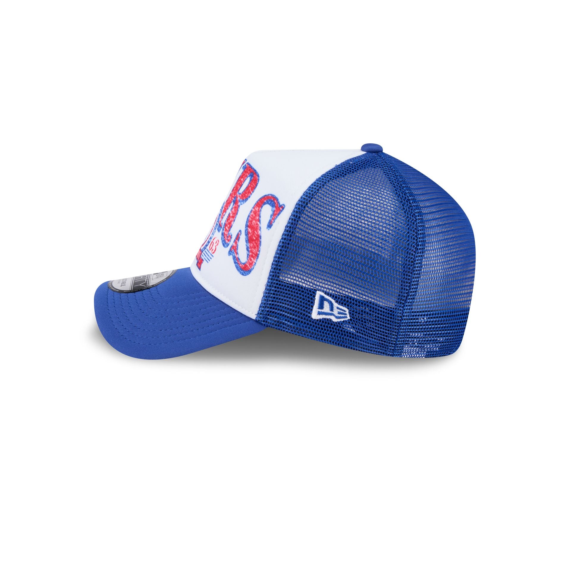 Philadelphia 76ers Distressed 9FORTY A-Frame Trucker Hat - Image 4