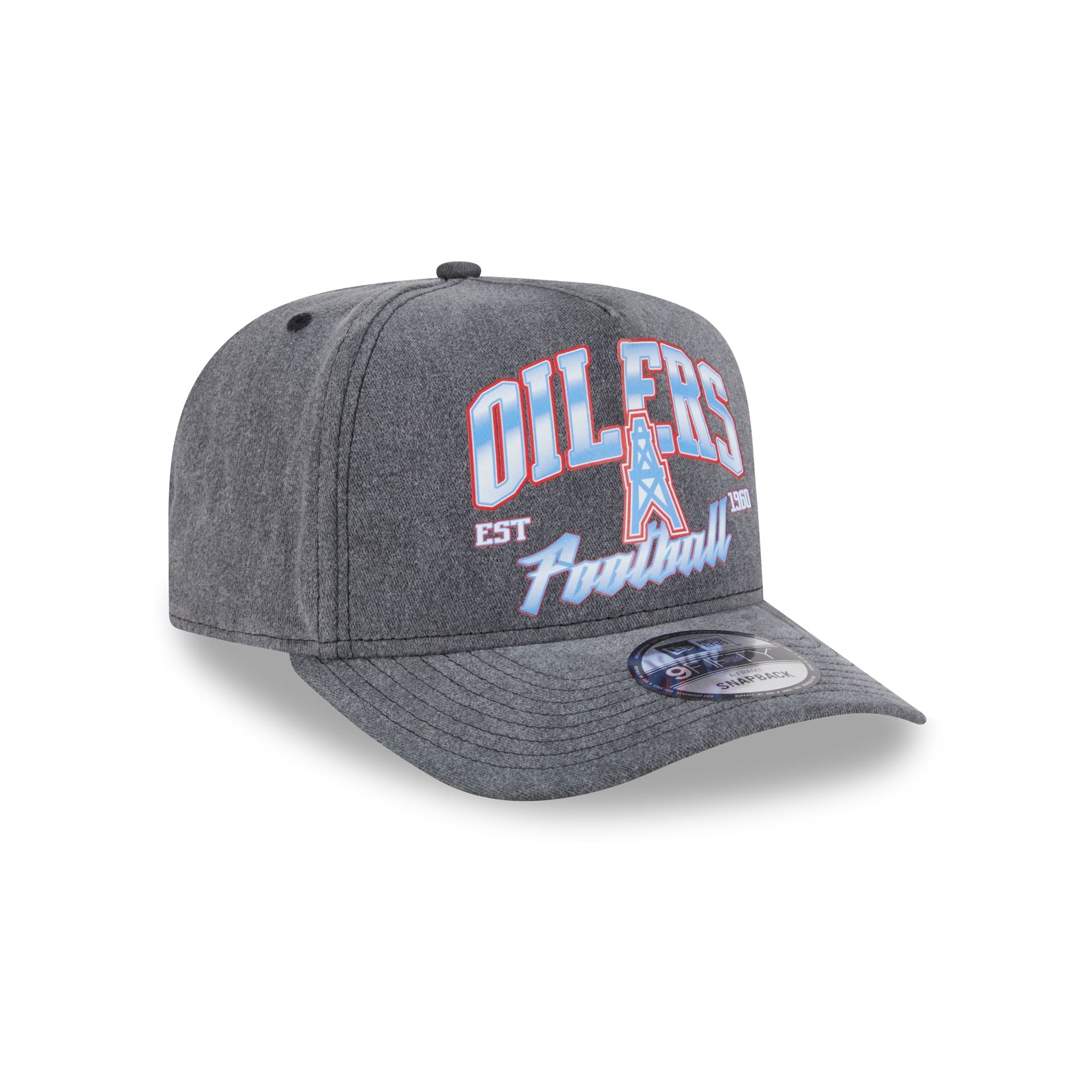 Oilers Washed 9FIFTY A-Frame Snapback Hat - Image 3