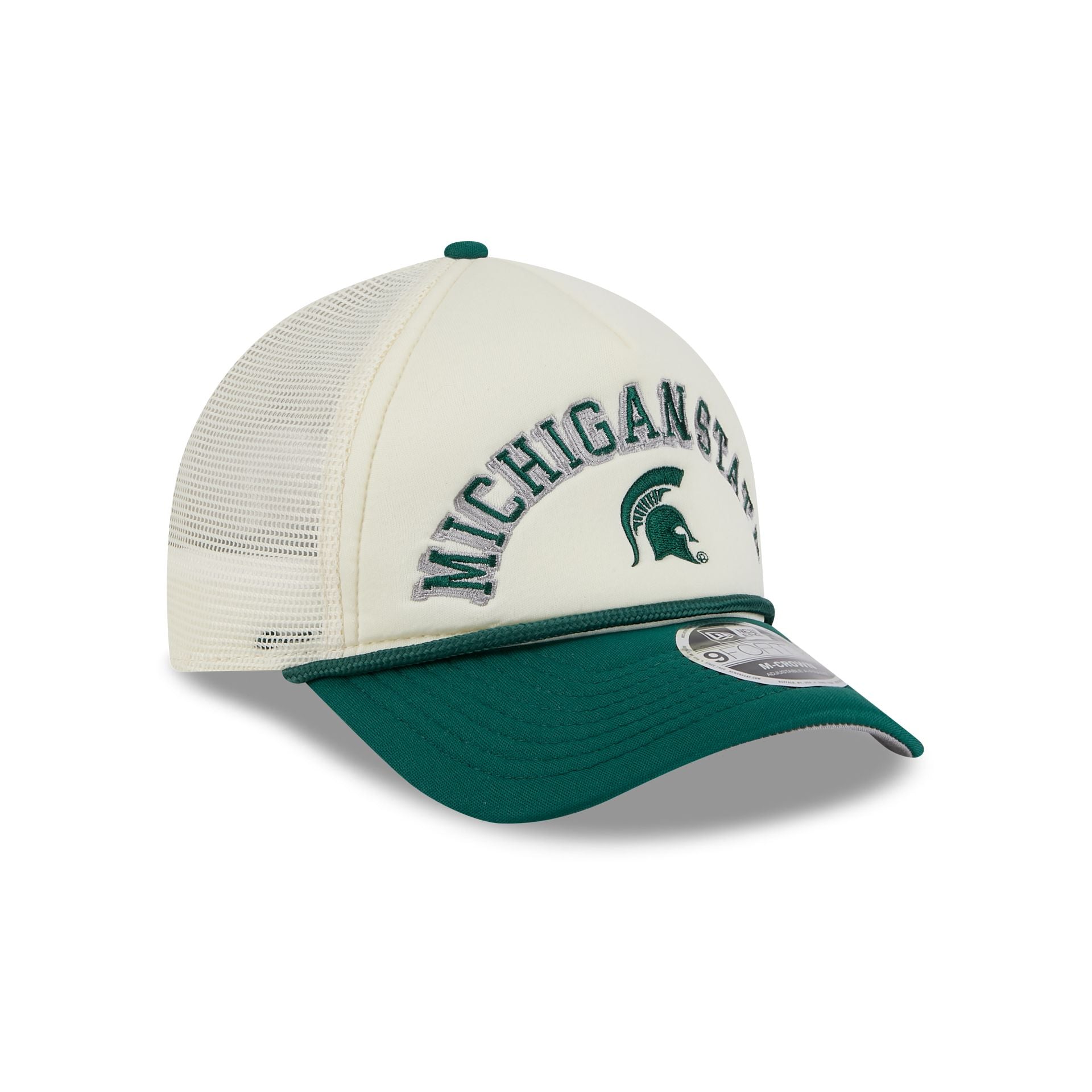 Michigan State Spartans Chrome Arch 9FORTY M-Crown A-Frame Trucker Hat - Image 3