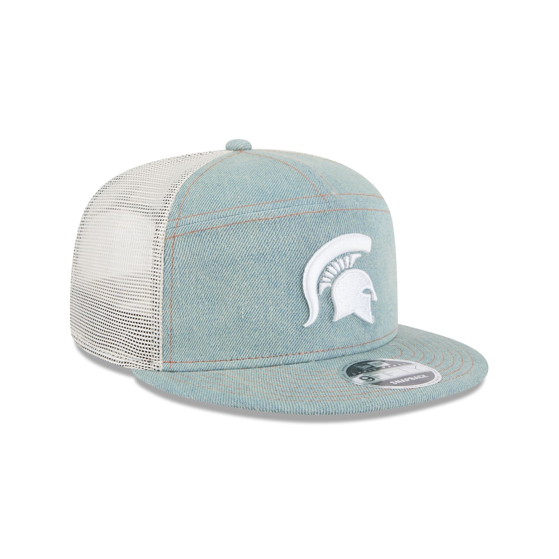 Michigan State Spartans Denim Split Panel 9FIFTY Trucker Hat - Image 3