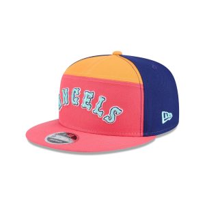 Los Angeles Angels Coral Split Panel 9FIFTY Snapback Hat