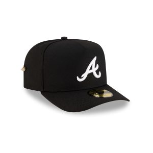 Atlanta Braves Black Script Safety Pin 59FIFTY A-Frame Fitted Hat