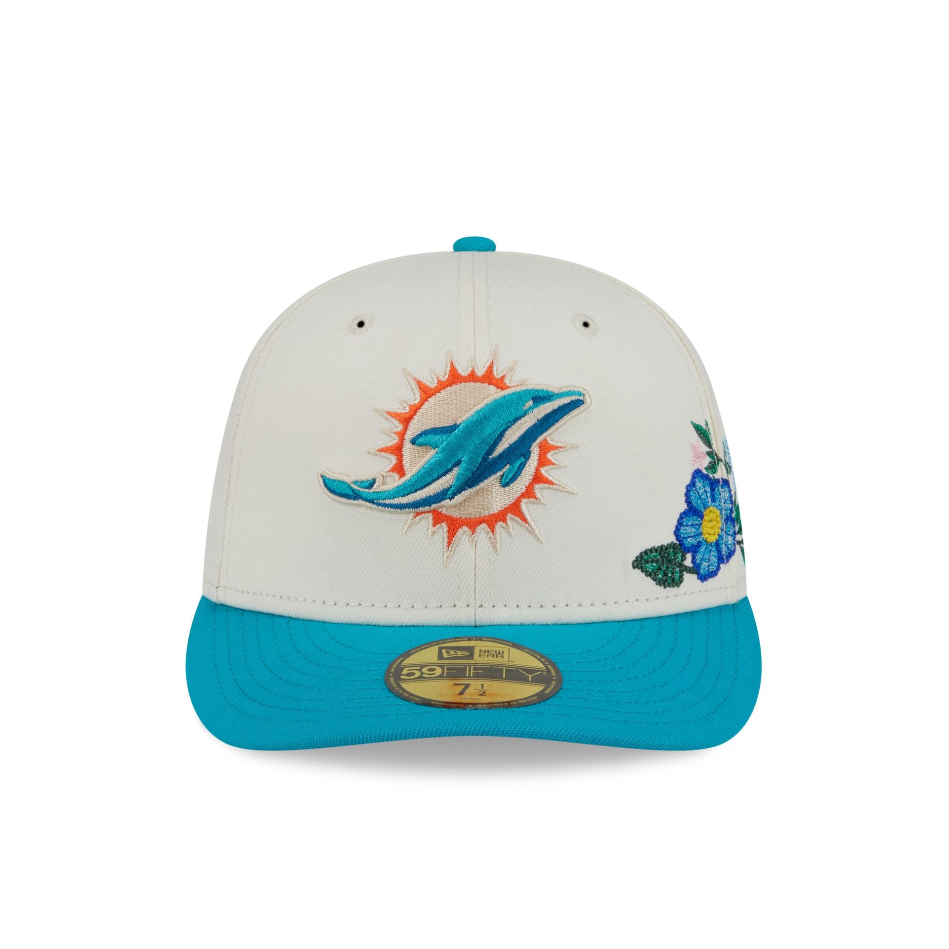 Miami Dolphins Tonal Florals White 59FIFTY Fitted Hat - Image 2