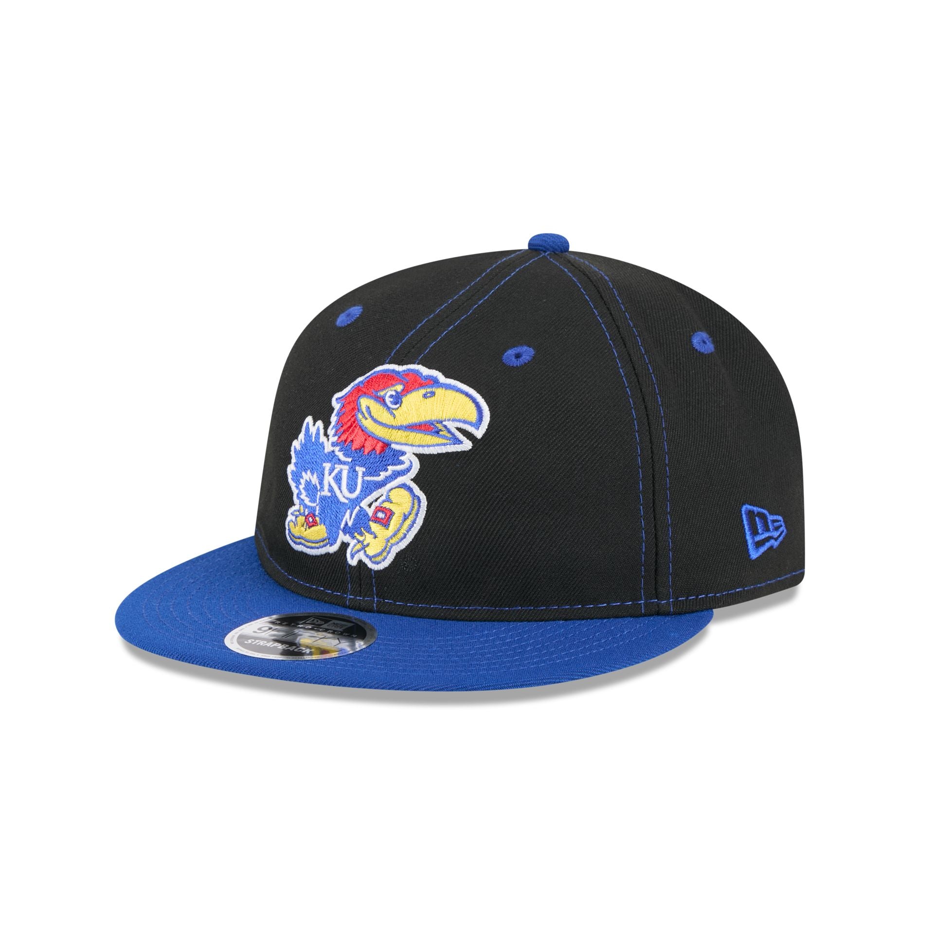 Kansas Jayhawks Tournament Side Patch Retro Crown 9FIFTY Strapback Hat - Image 3