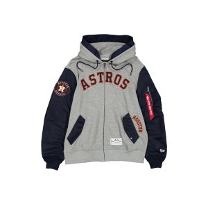 Alpha Industries x Houston Astros Gray MA-1 Full Zip Fleece Jacket