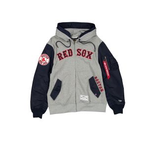 Alpha Industries x Boston Red Sox Gray MA-1 Full Zip Fleece Jacket