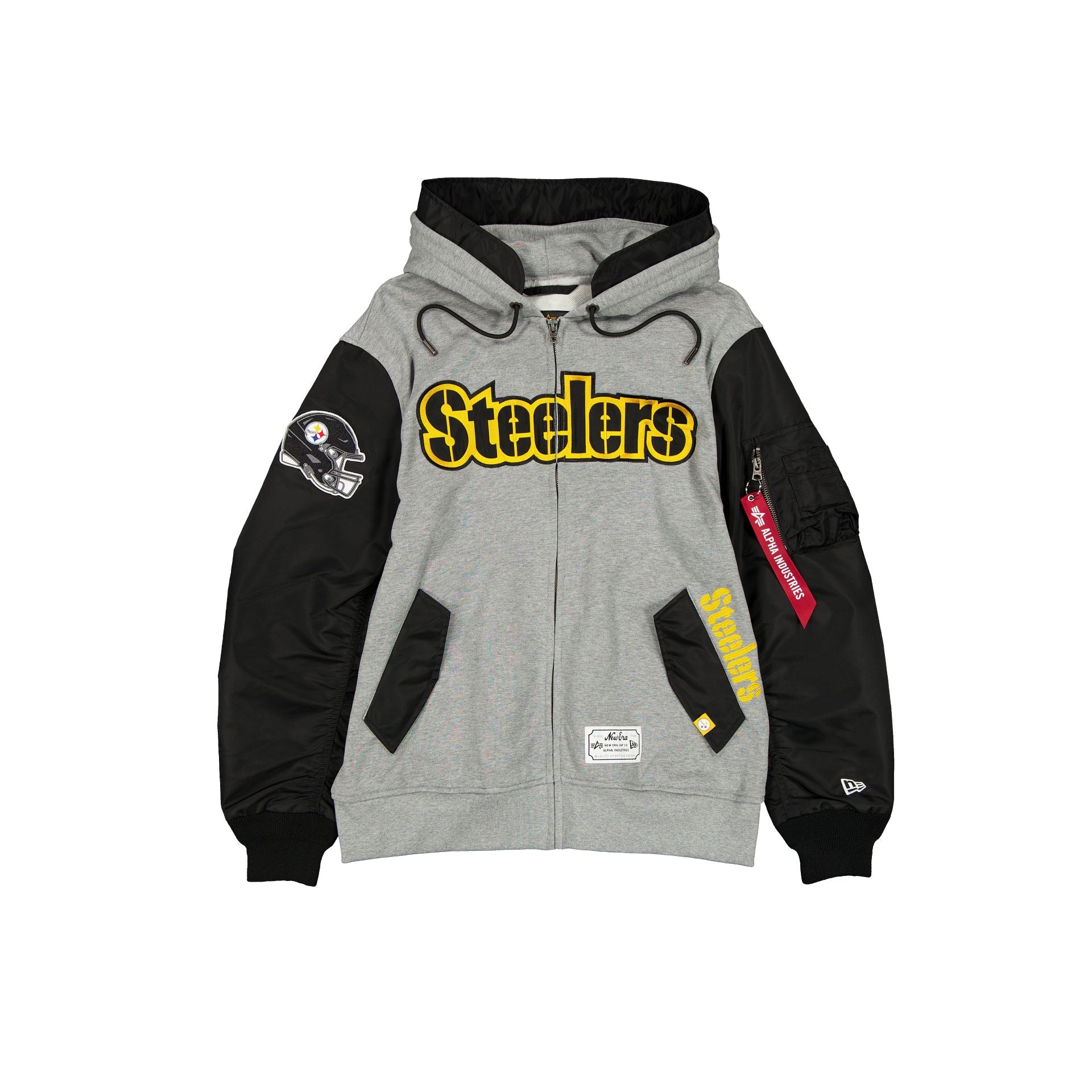 Alpha Industries x Pittsburgh Steelers Gray MA-1 Full Zip Fleece Jacket