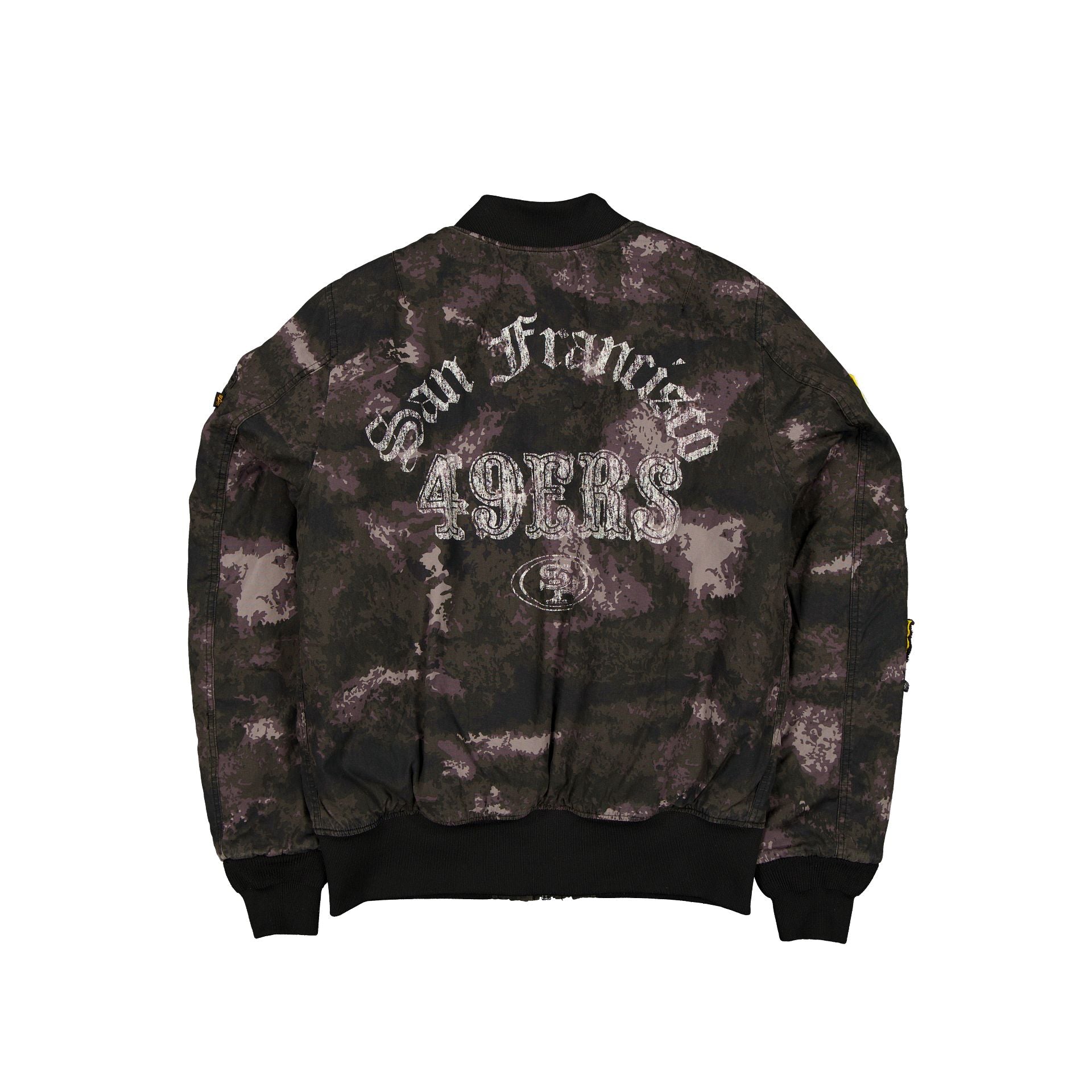 Alpha Industries x San Francisco 49ers Black Camo MA-1 Bomber Jacket - Image 3