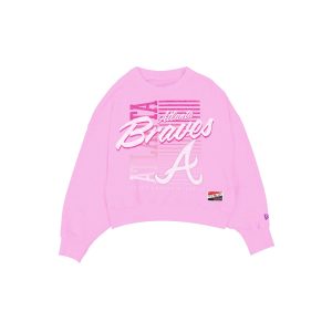 Atlanta Braves Throwback Women's Washed Pink Crewneck