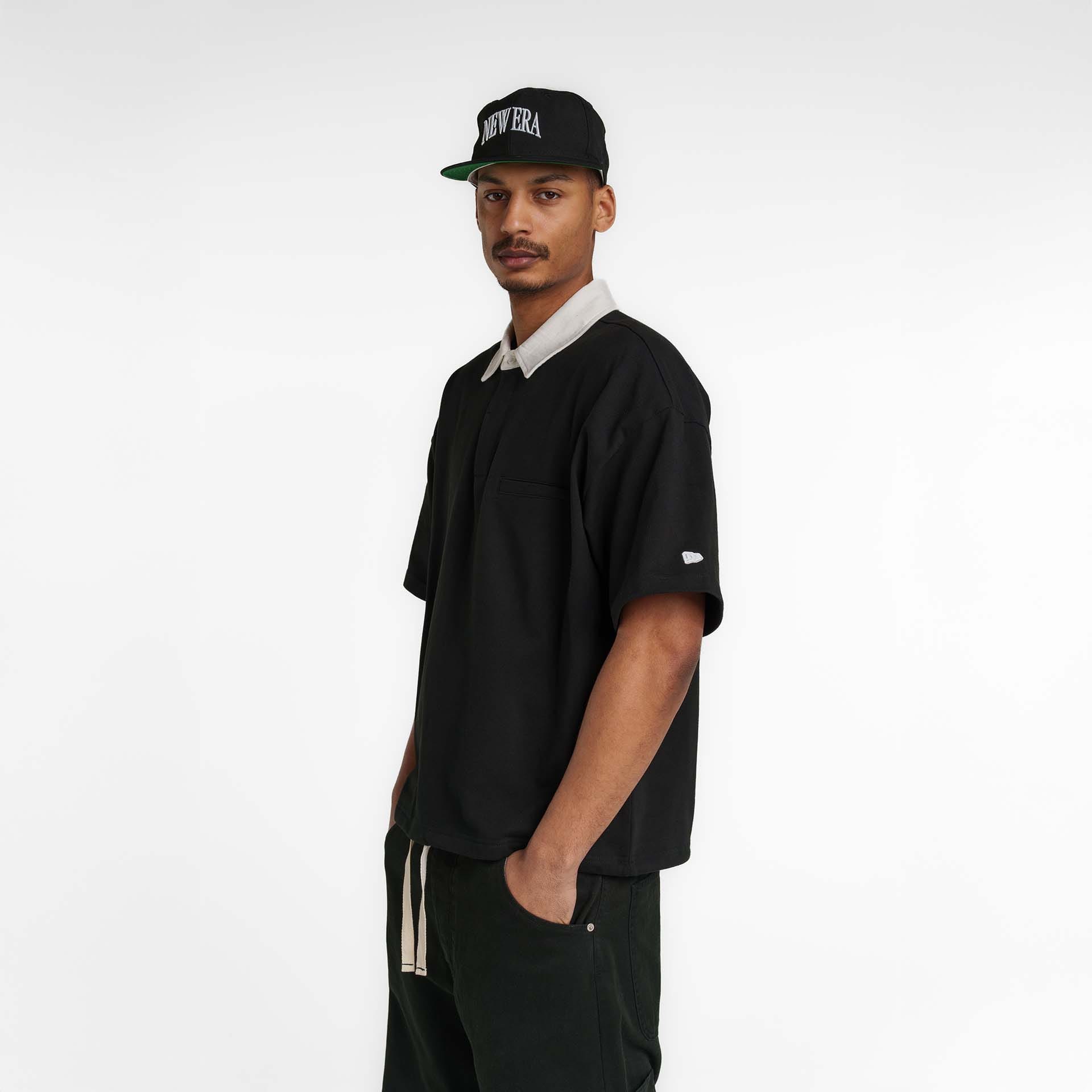 New Era Branded Alden Black Rugby Shirt - Image 5