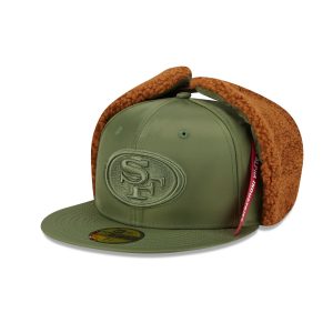 Alpha Industries x San Francisco 49ers Olive Green Dog Ear 59FIFTY Fitted Hat