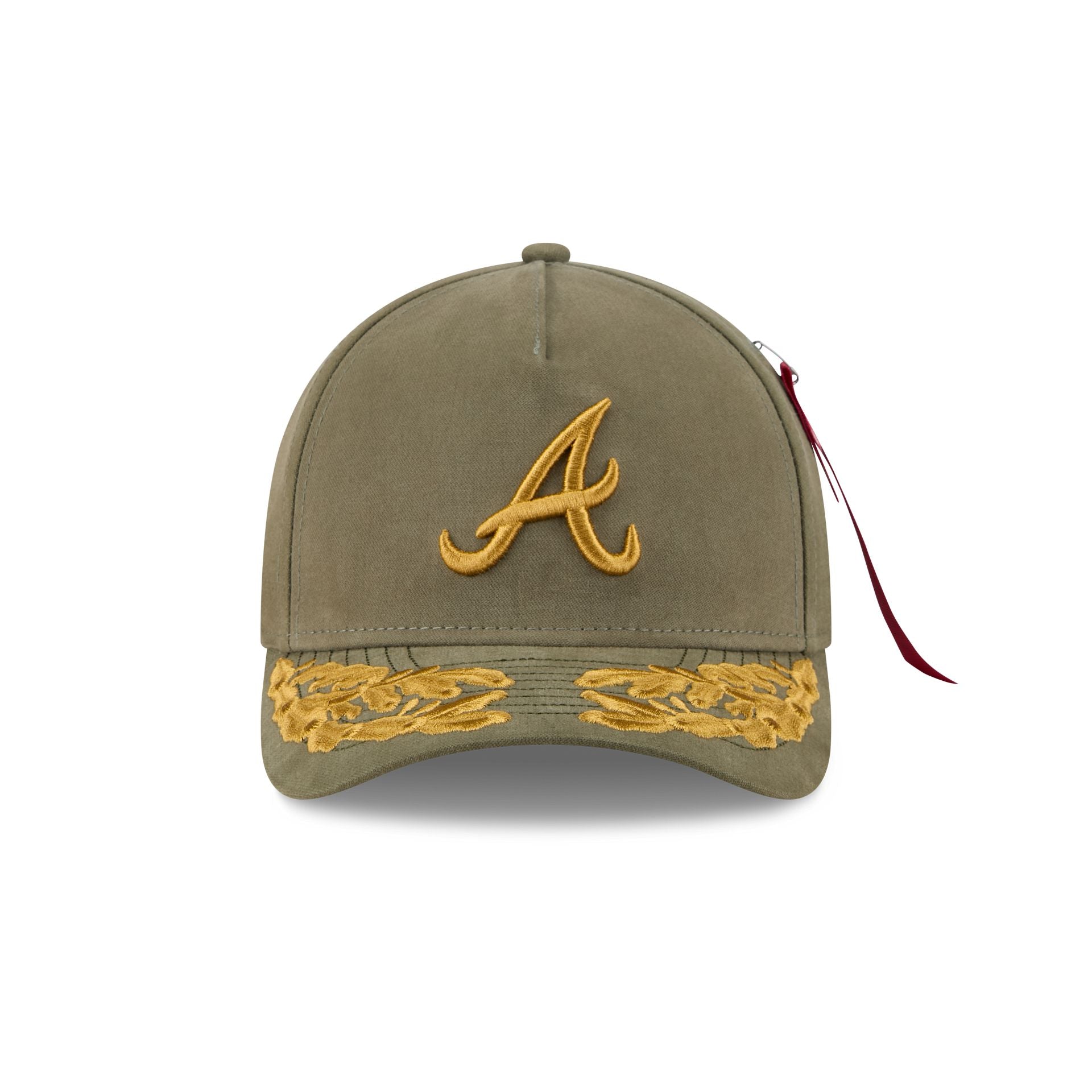 Alpha Industries x Atlanta Braves Olive Green 9FORTY M-Crown A-Frame Snapback Hat - Image 2