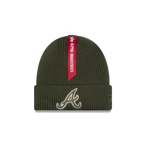 Alpha Industries x Atlanta Braves Olive Green Cuff Knit Hat