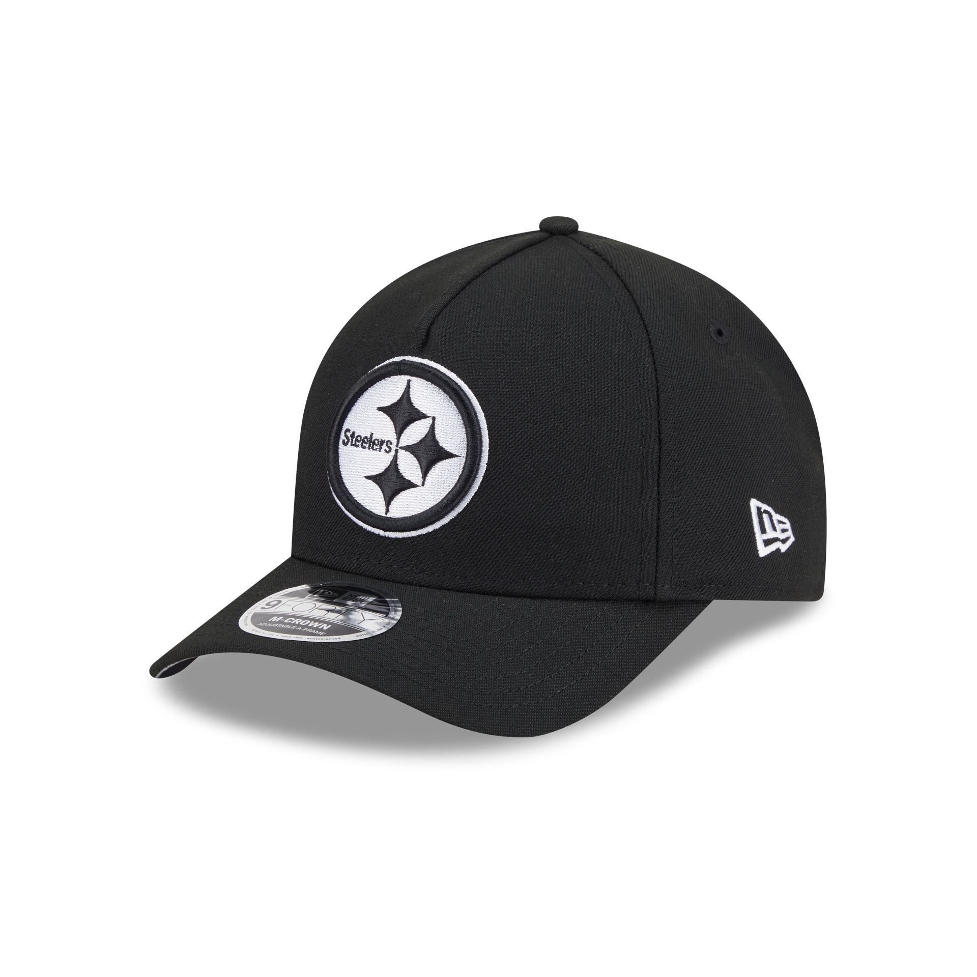 Pittsburgh Steelers Black & White 9FORTY M-Crown A-Frame Snapback Hat