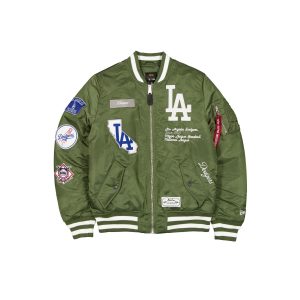 Alpha Industries x Los Angeles Dodgers Olive Green MA-1 Bomber Jacket