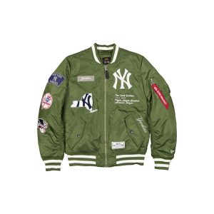 Alpha Industries x New York Yankees Olive Green MA-1 Bomber Jacket