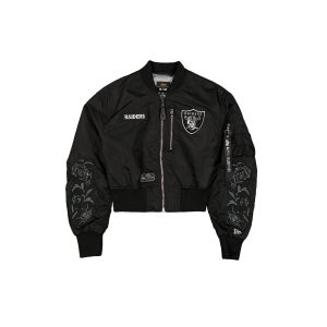 Alpha Industries x Las Vegas Raiders Black and Silver Women's Cropped L-2B Bomber Jacket