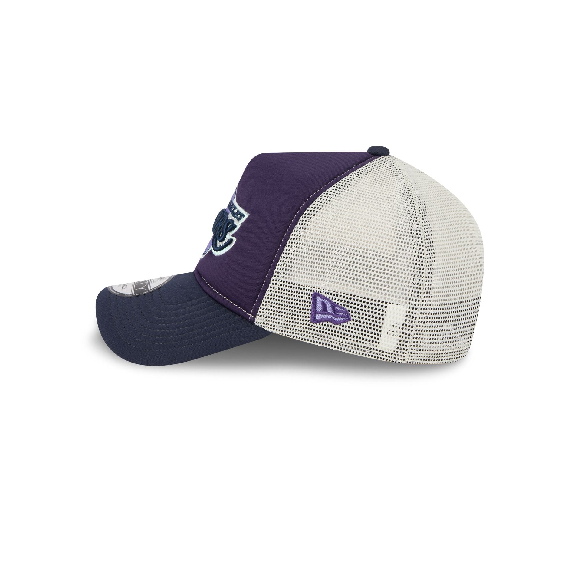 Los Angeles Lakers Navy Purple 9FORTY A-Frame Trucker Hat - Image 4