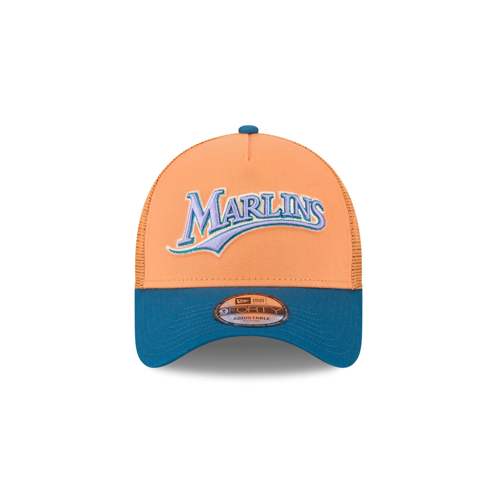 Miami Marlins Orange Glaze 9FORTY A-Frame Trucker Hat - Image 2