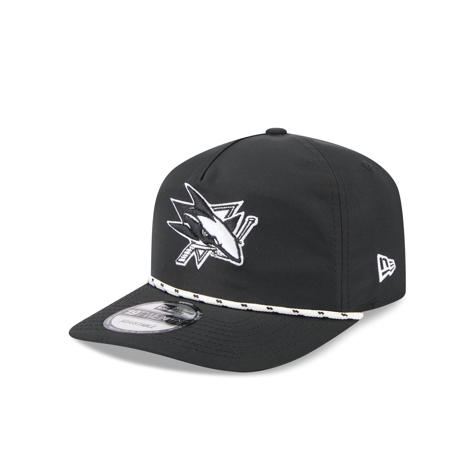 San Jose Sharks Black and White Rope 19TWENTY Snapback Hat