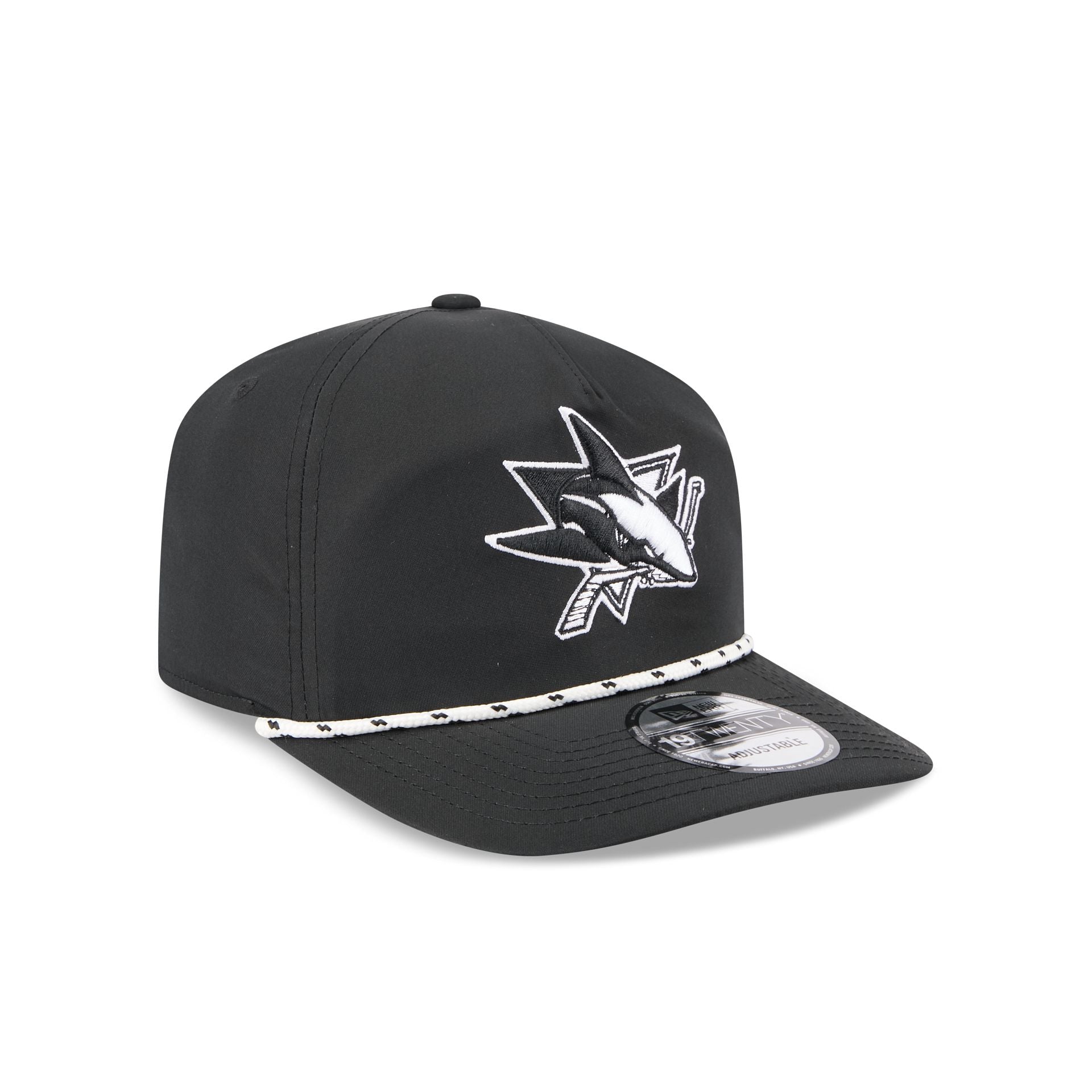 San Jose Sharks Black and White Rope 19TWENTY Snapback Hat - Image 3