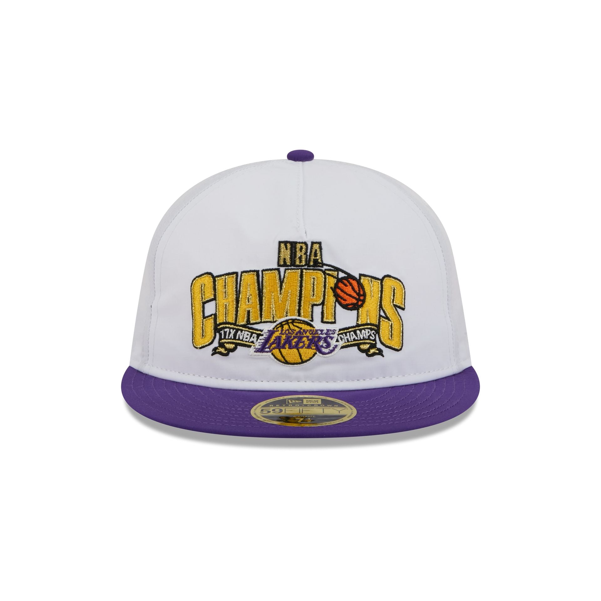 Los Angeles Lakers Champions White Retro Crown 59FIFTY Fitted Hat - Image 2