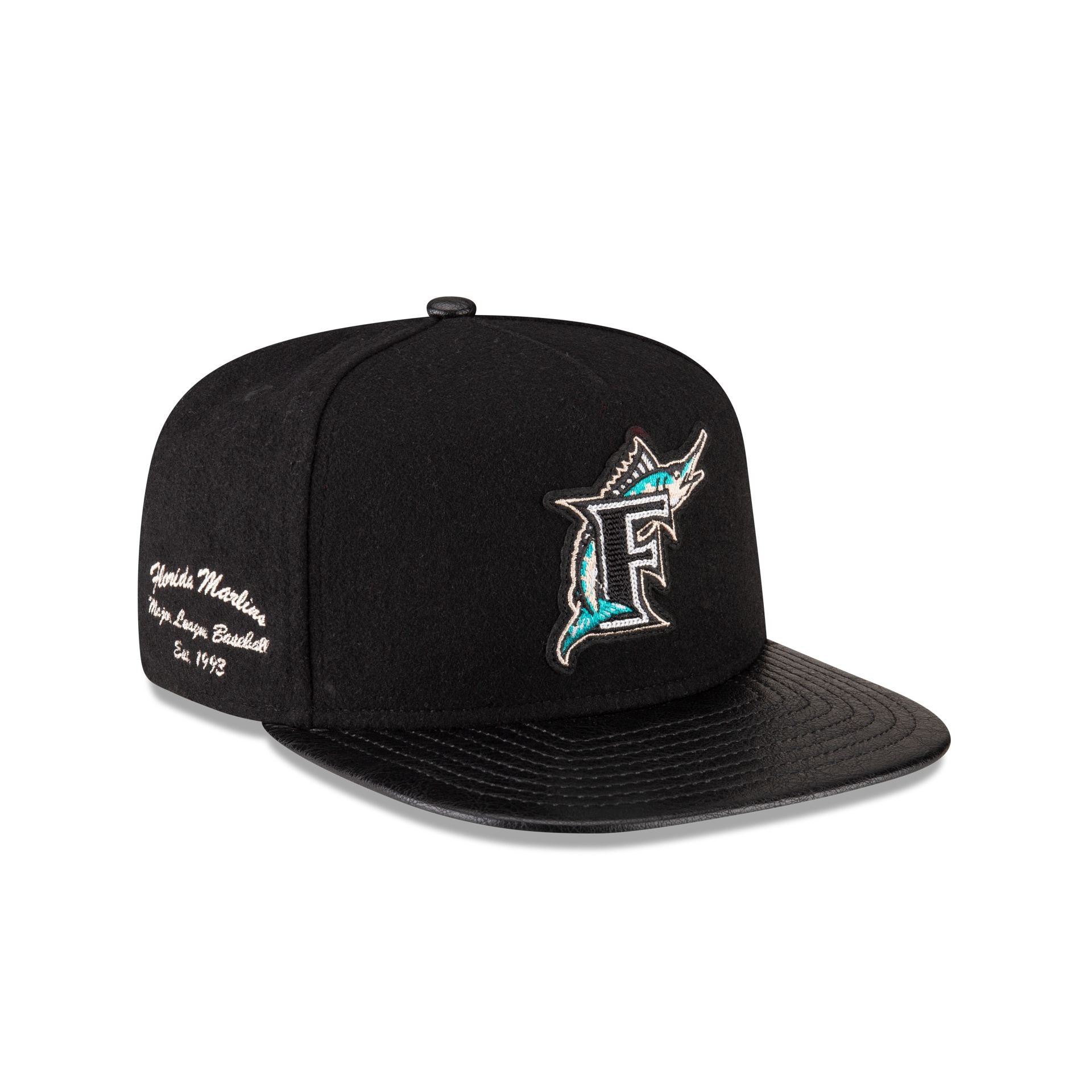 Miami Marlins Wool Letterman 9FIFTY A-Frame Snapback Hat