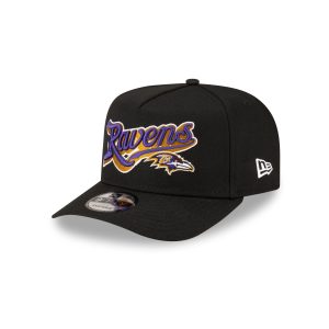 Born x Raised x Baltimore Ravens Script Black 9FIFTY A-Frame Snapback Hat
