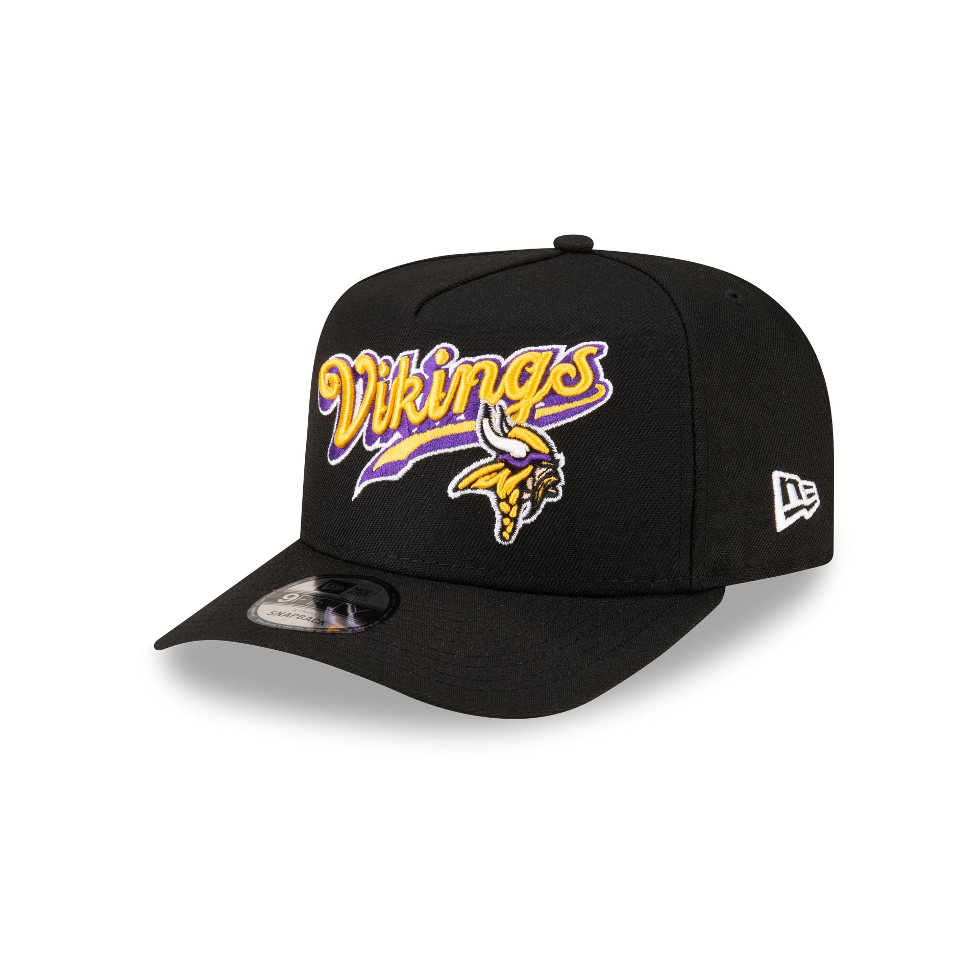 Born x Raised x Minnesota Vikings Script Black 9FIFTY A-Frame Snapback Hat