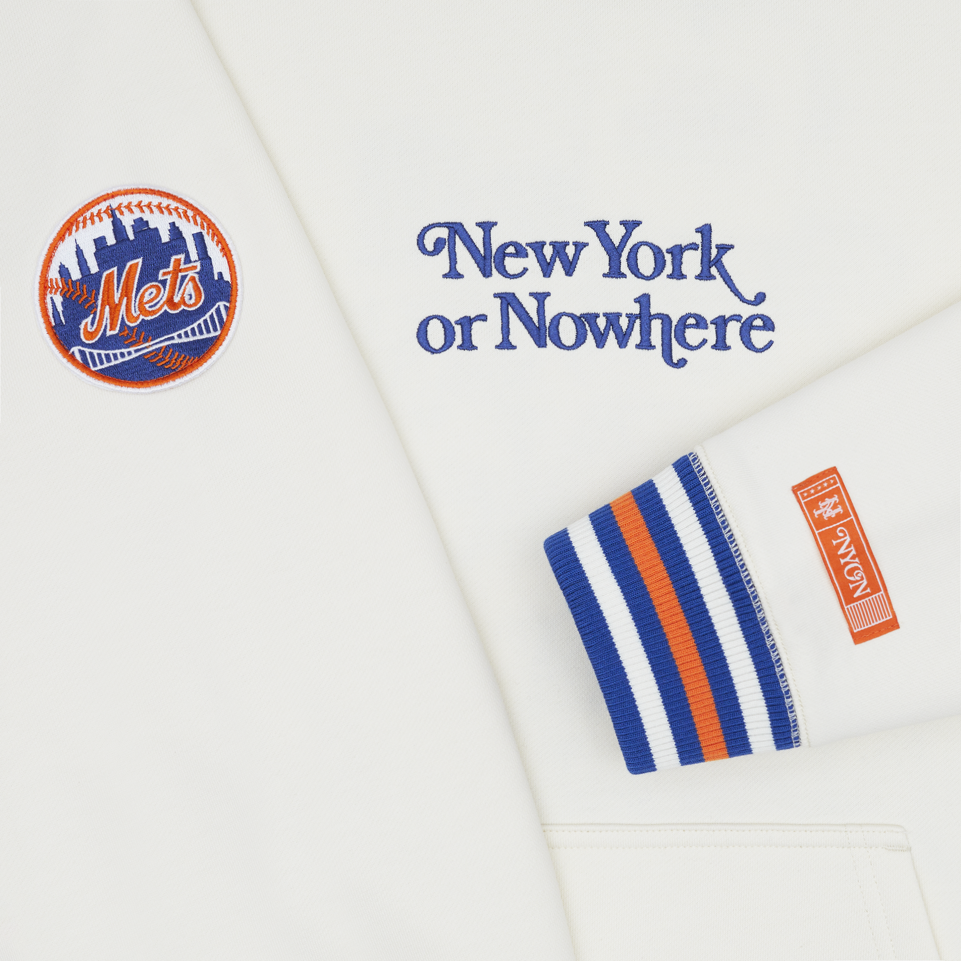 New York or Nowhere x New York Mets Chrome White Motto Hoodie - Image 3